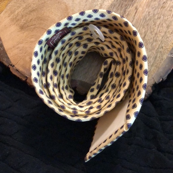 Vtg RALPH LAUREN 100% Silk  Necktie Luxe Designer Yellow Blue Diamond USA Made - Picture 10 of 16